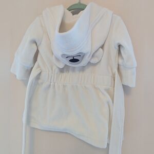 The littlest Indigo baby cotton plush hooded robe bathrobe 3-6 months bear ears